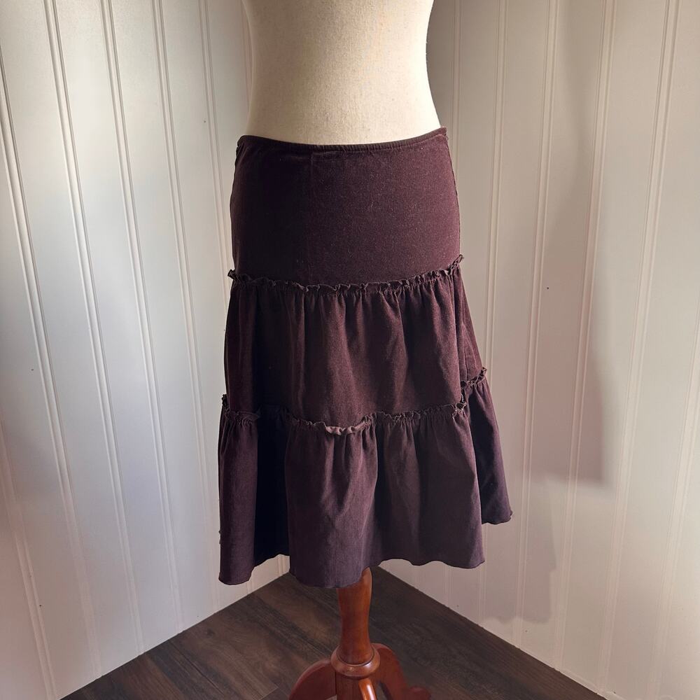Vintage Y2K Boho Brown Corduroy Midi Skirt XS - Picture 3 of 8
